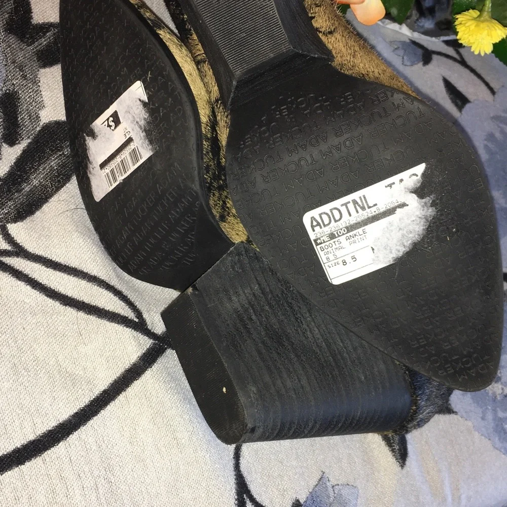 Adam Tucker Black and Yellow Distressed Pointed Chelsea Booties